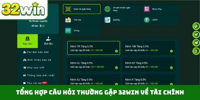 Câu hỏi thường gặp 32WIN Tổng hợp câu hỏi thường gặp 32WIN về tài chính
